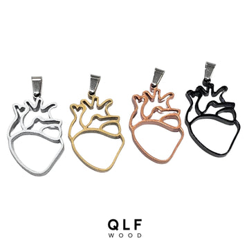 Lot de 4 pendentif cœur QLF - qlfwood™