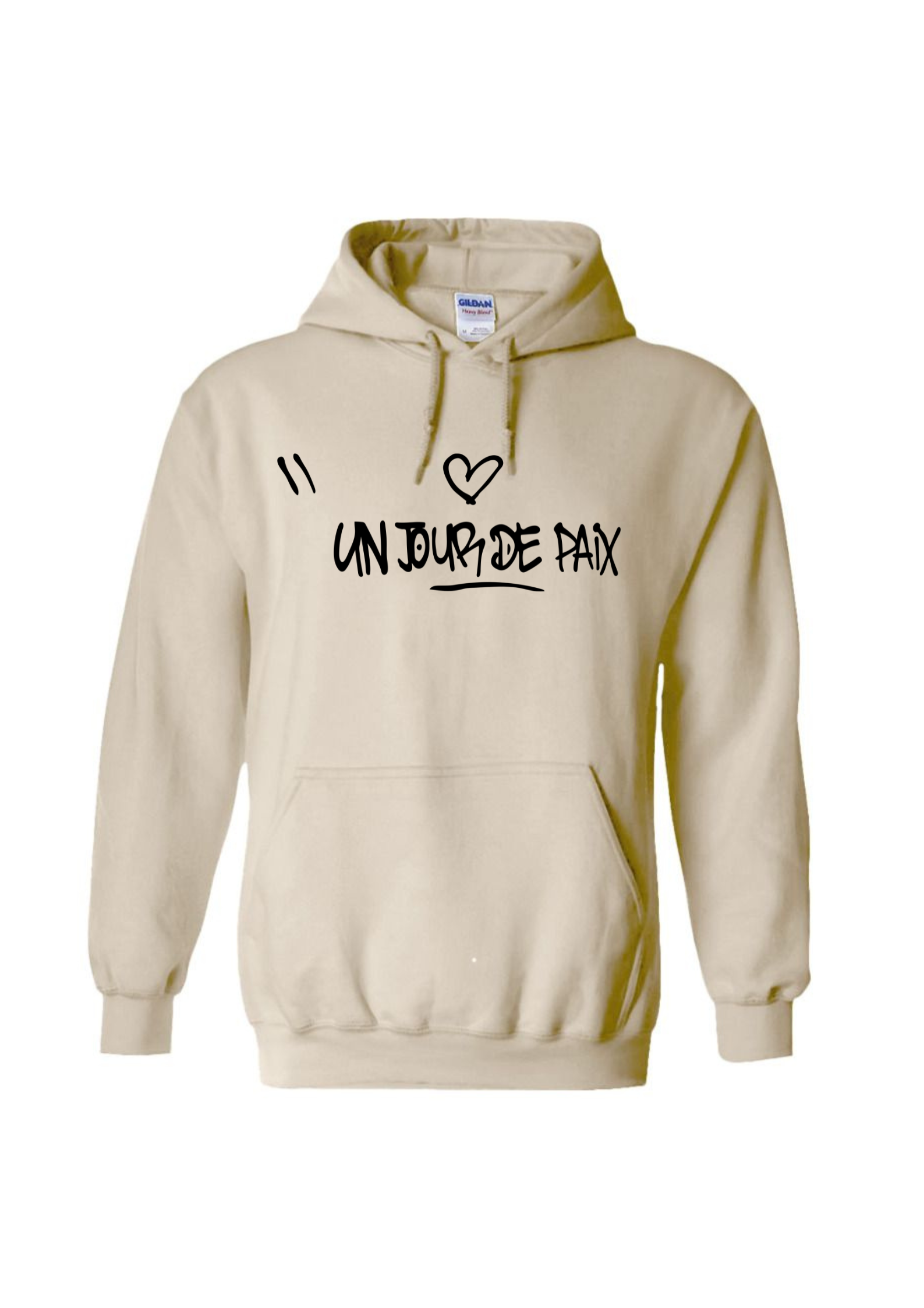 Sweat À Capuche " un jour de paix" couleur sable qlfwood™
